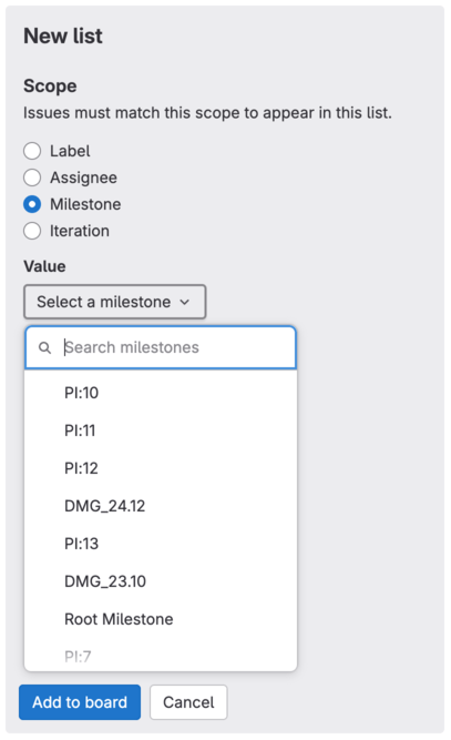 Milestone lists